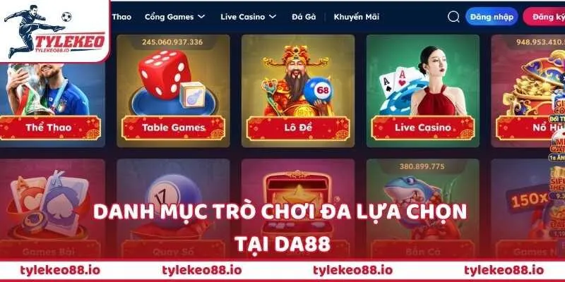 Danh mục trò chơi đa lựa chọn tại DA88